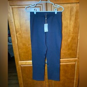 NWT Quince Ultra-Stretch Ponte Straight Leg Pants Navy Blue Size 28
